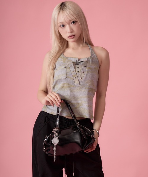 mindseeker girls(マインドシーカーガールズ)の「Eyelet Handle Bag / アイレットハンドルバッグ(ショルダーバッグ・レディース・ブラック/ライトブルー・FREE)」の10枚目の写真