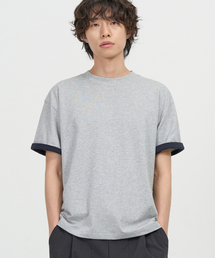 スリーブレイヤードクロップハーフTシャツ (メランジェグレー)