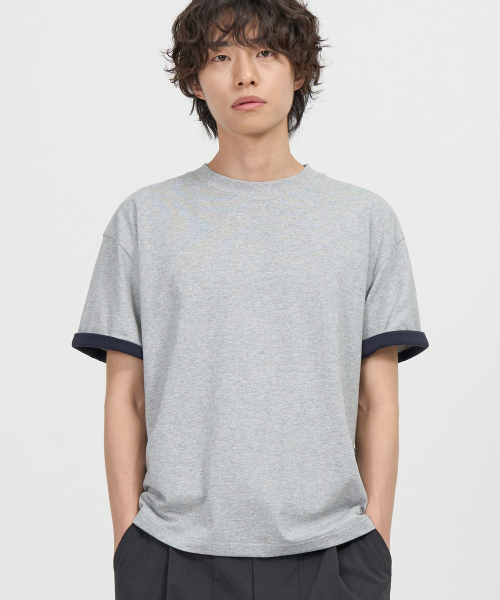 EXCONTAINER(エックスコンテナ)の「スリーブレイヤードクロップハーフTシャツ (メランジェグレー)(Tシャツ/カットソー・メンズ・その他・LARGE/X-LARGE/MEDIUM)」の1枚目の写真