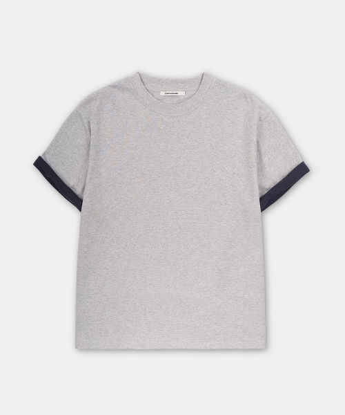 EXCONTAINER(エックスコンテナ)の「スリーブレイヤードクロップハーフTシャツ (メランジェグレー)(Tシャツ/カットソー・メンズ・その他・LARGE/X-LARGE/MEDIUM)」の2枚目の写真