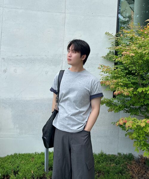 EXCONTAINER(エックスコンテナ)の「スリーブレイヤードクロップハーフTシャツ (メランジェグレー)(Tシャツ/カットソー・メンズ・その他・LARGE/X-LARGE/MEDIUM)」の6枚目の写真