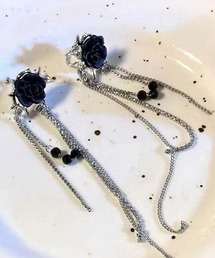 【urge select】バラ×ラインストーン チェーン クラシカル ピアス