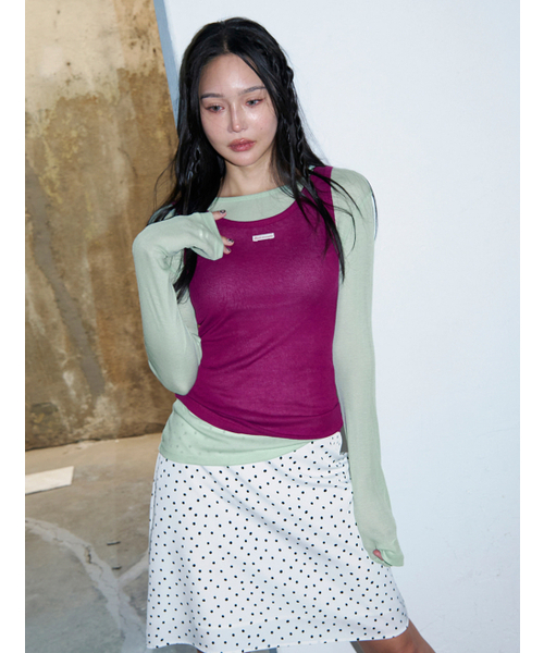 MORVE13(モルブ13)の「オールデイテンセルスリーブレス(Tシャツ/カットソー・レディース・アイボリー/ミント/ライトグレー/レッド/バイオレット/ブラック/ネイビー/バーガンディー・FREE)」の9枚目の写真