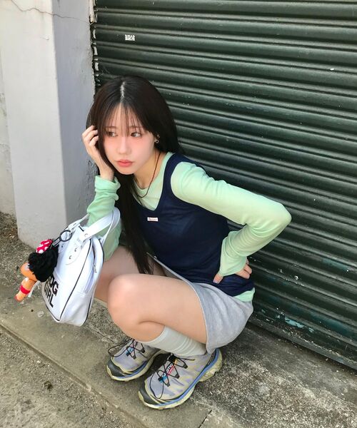 MORVE13(モルブ13)の「オールデイテンセルスリーブレス(Tシャツ/カットソー・レディース・アイボリー/ミント/ライトグレー/レッド/バイオレット/ブラック/ネイビー/バーガンディー・FREE)」の14枚目の写真