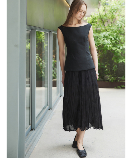 LETQSTUDIO(レチケットスタジオ)の「ミックスドプリーツシアースカート、ブラック(スカート・レディース・その他・SMALL/MEDIUM)」の2枚目の写真