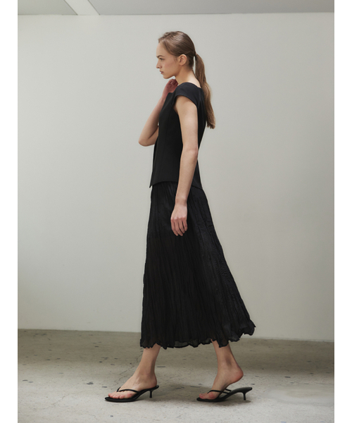 LETQSTUDIO(レチケットスタジオ)の「ミックスドプリーツシアースカート、ブラック(スカート・レディース・その他・SMALL/MEDIUM)」の4枚目の写真