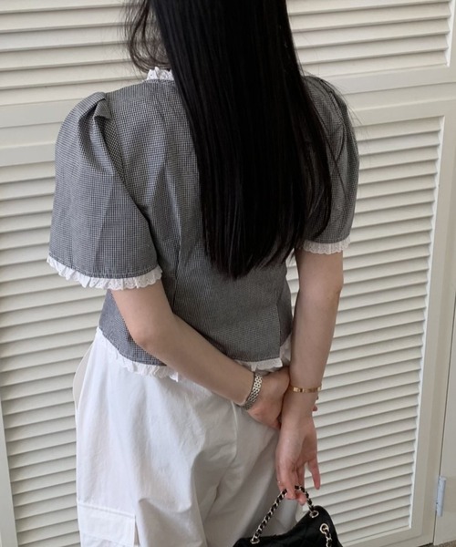 FAVORITO(ファヴォリート)の「半袖リボンシャツ(シャツ/ブラウス・レディース・ホワイト/ブラック/ブルー/ピンク・F)」の19枚目の写真