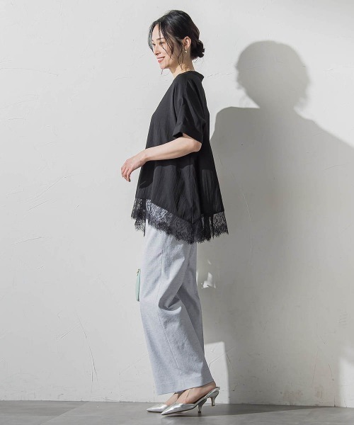 LAUTREAMONT(ロートレアモン)の「裾レーススキッパーブラウス(シャツ/ブラウス・レディース・ブラック/ライトブルー/ホワイト・9号)」の15枚目の写真