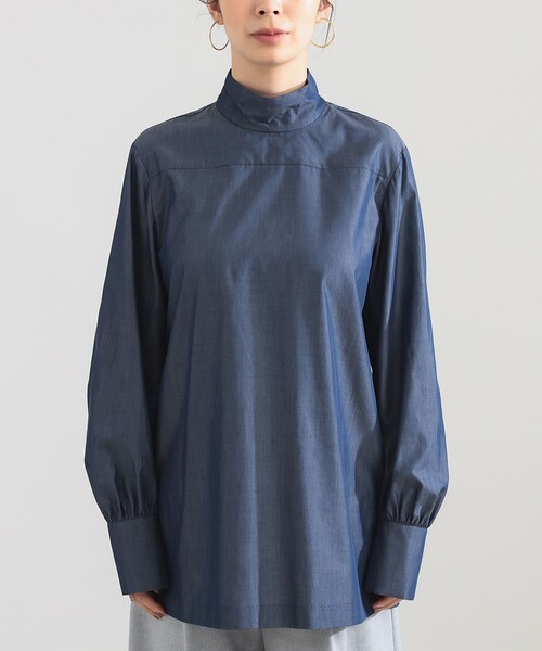 Demi-Luxe BEAMS(デミルクス ビームス)の「AK+1 / シャンブレー ハイネック ブラウス(シャツ/ブラウス・レディース・ホワイト/ブルー・36/38)」の17枚目の写真