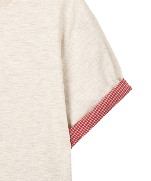 DANDEL(ダンデル)の「DD check roll-up henley neck tee (OATMEAL)(Tシャツ/カットソー・レディース・その他・1/2)」の3枚目の写真