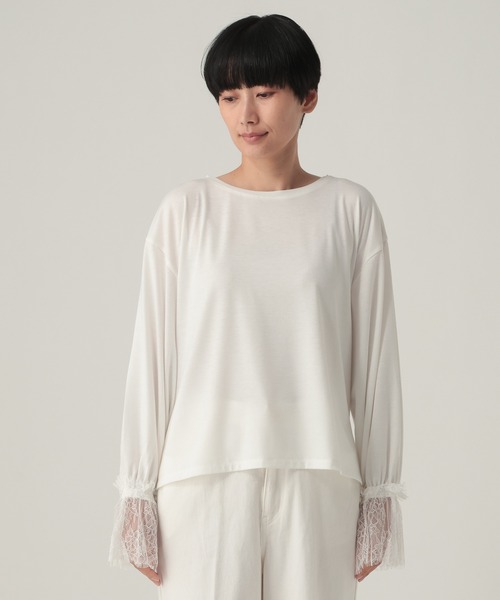 Elura(エルーラ)の「袖レースコンビプルオーバー/1074874(Tシャツ/カットソー・レディース・ブラック/ホワイト・FREE)」の12枚目の写真