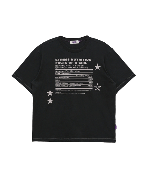 HOODHOOD（フッドフッド）の「ガールストレスニュートリション レイヤードロールアップ半袖Tシャツ ブラック（Tシャツ/カットソー・レディース・その他・1/0）」の4枚目の写真