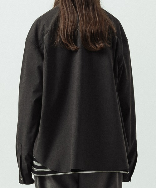 SLICK(スリック)の「【SLICK/スリック】T/R Stretch Gabardine Regular Collar Shirt/T/R ストレッチギャバジン レギュラーカラーシャツ(シャツ/ブラウス・メンズ・ブラウン/チャコールグレー・3/1/2)」の6枚目の写真