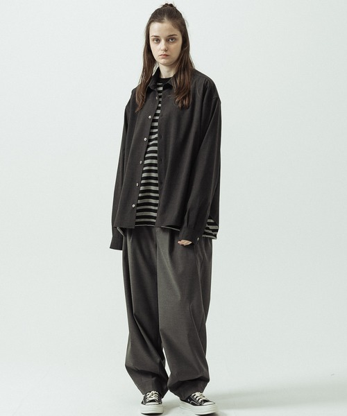 SLICK(スリック)の「【SLICK/スリック】T/R Stretch Gabardine Regular Collar Shirt/T/R ストレッチギャバジン レギュラーカラーシャツ(シャツ/ブラウス・メンズ・ブラウン/チャコールグレー・3/1/2)」の13枚目の写真