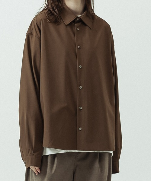 SLICK(スリック)の「【SLICK/スリック】T/R Stretch Gabardine Regular Collar Shirt/T/R ストレッチギャバジン レギュラーカラーシャツ(シャツ/ブラウス・メンズ・ブラウン/チャコールグレー・3/1/2)」の7枚目の写真