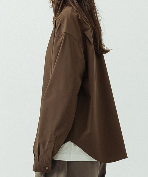 SLICK(スリック)の「【SLICK/スリック】T/R Stretch Gabardine Regular Collar Shirt/T/R ストレッチギャバジン レギュラーカラーシャツ(シャツ/ブラウス・メンズ・ブラウン/チャコールグレー・3/1/2)」の9枚目の写真