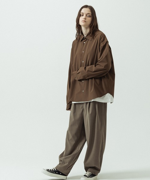 SLICK(スリック)の「【SLICK/スリック】T/R Stretch Gabardine Regular Collar Shirt/T/R ストレッチギャバジン レギュラーカラーシャツ(シャツ/ブラウス・メンズ・ブラウン/チャコールグレー・3/1/2)」の21枚目の写真