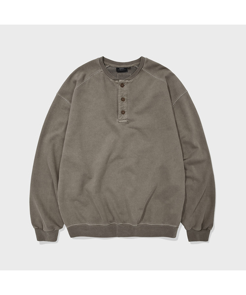 KANEITEI(カネイテイ)の「VINTAGE WASHED HENLEY SWEATSHIRT (BEIGE)(スウェット・レディース・Beige・MEDIUM/LARGE/X-LARGE)」の1枚目の写真