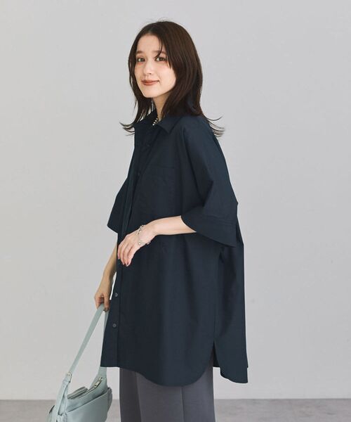Green　Parks（グリーンパークス）の「【イージーケア】刺しゅうオーバーサイズシャツ（シャツ/ブラウス・レディース・ネイビー/ストライプ/オフホワイト・FREE）」の19枚目の写真