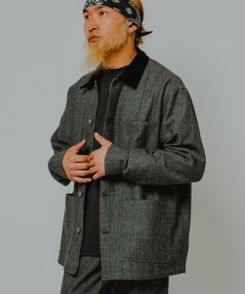 BIG MIKE(ビッグマイク)の「BIG MIKE ビッグマイク / 26秋冬新作 ヘリンボーン カバーオール ワークジャケット セットアップ対応 //// 102646607(カバーオール・メンズ・グレー/チャコール・MEDIUM/LARGE/X-LARGE)」の1枚目の写真