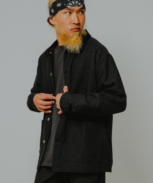 BIG MIKE(ビッグマイク)の「BIG MIKE ビッグマイク / 26秋冬新作 ヘリンボーン カバーオール ワークジャケット セットアップ対応 //// 102646607(カバーオール・メンズ・グレー/チャコール・MEDIUM/LARGE/X-LARGE)」の2枚目の写真
