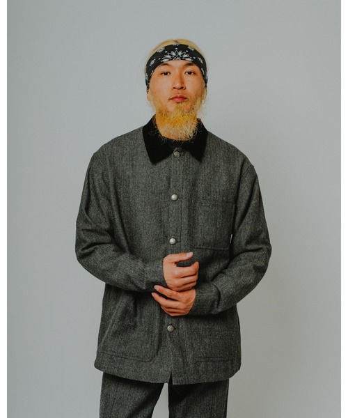 BIG MIKE(ビッグマイク)の「BIG MIKE ビッグマイク / 26秋冬新作 ヘリンボーン カバーオール ワークジャケット セットアップ対応 //// 102646607(カバーオール・メンズ・グレー/チャコール・MEDIUM/LARGE/X-LARGE)」の7枚目の写真