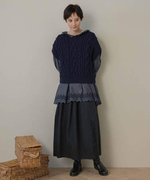 studio CLIP(スタディオクリップ)の「《natural by clip》リネンコットン刺繍ボリュームチュニック(ワンピース・レディース・アイボリー/ネイビー・FREE)」の21枚目の写真