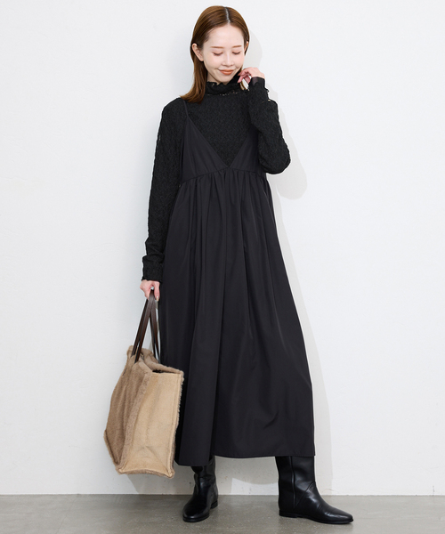 SLOBE IENA（スローブイエナ）の「《WEB限定/追加》ストレッチレースタートル（Tシャツ/カットソー・レディース・ブラウン/アイボリー/ブラック・FREE）」の4枚目の写真