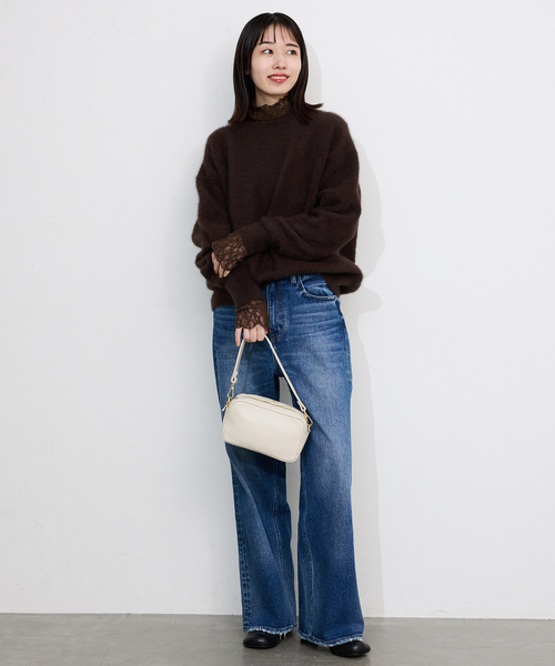 SLOBE IENA（スローブイエナ）の「《WEB限定/追加》ストレッチレースタートル（Tシャツ/カットソー・レディース・ブラウン/アイボリー/ブラック・FREE）」の14枚目の写真