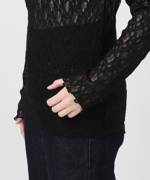 SLOBE IENA（スローブイエナ）の「《WEB限定/追加》ストレッチレースタートル（Tシャツ/カットソー・レディース・ブラウン/アイボリー/ブラック・FREE）」の20枚目の写真