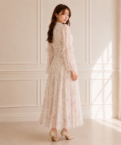 center i(センターアイ)の「シアー小花柄ハイネックウエストギャザーロングワンピース(ワンピース・レディース・ピンク・FREE)」の5枚目の写真