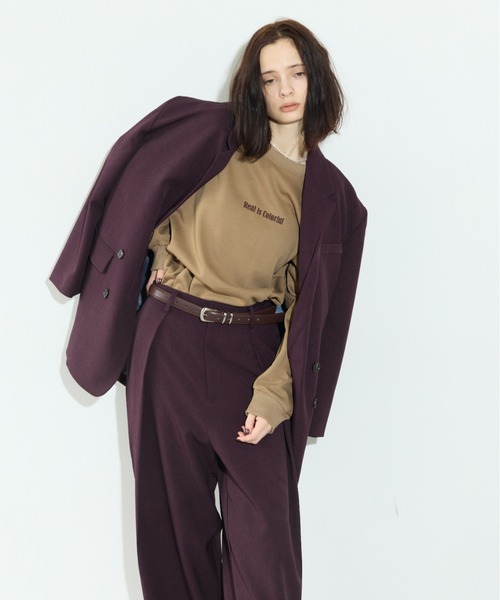 RiC(リック)の「OVERSIZED SHOULDER DOUBLE JACKET(テーラードジャケット・レディース・チェック/ワイン/ネイビー・FREE)」の10枚目の写真
