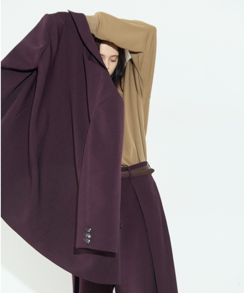 RiC(リック)の「OVERSIZED SHOULDER DOUBLE JACKET(テーラードジャケット・レディース・チェック/ワイン/ネイビー・FREE)」の12枚目の写真