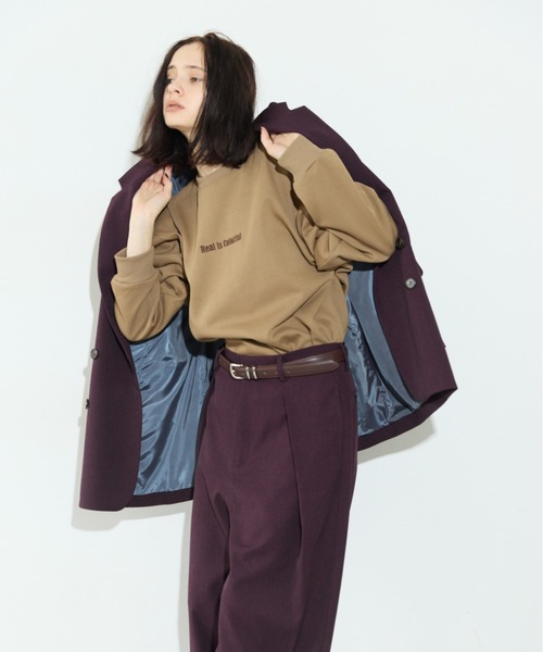 RiC(リック)の「OVERSIZED SHOULDER DOUBLE JACKET(テーラードジャケット・レディース・チェック/ワイン/ネイビー・FREE)」の13枚目の写真