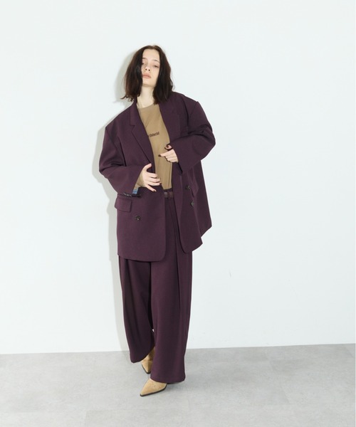 RiC(リック)の「OVERSIZED SHOULDER DOUBLE JACKET(テーラードジャケット・レディース・チェック/ワイン/ネイビー・FREE)」の15枚目の写真