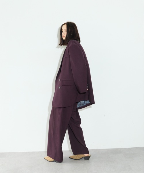 RiC(リック)の「OVERSIZED SHOULDER DOUBLE JACKET(テーラードジャケット・レディース・チェック/ワイン/ネイビー・FREE)」の16枚目の写真