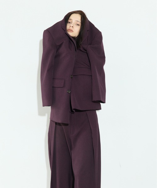 RiC(リック)の「OVERSIZED SHOULDER DOUBLE JACKET(テーラードジャケット・レディース・チェック/ワイン/ネイビー・FREE)」の17枚目の写真