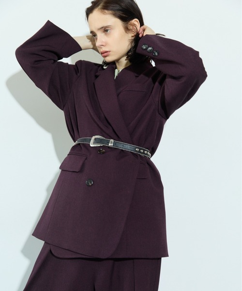 RiC(リック)の「OVERSIZED SHOULDER DOUBLE JACKET(テーラードジャケット・レディース・チェック/ワイン/ネイビー・FREE)」の18枚目の写真