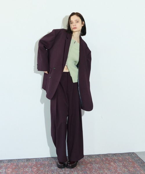 RiC(リック)の「OVERSIZED SHOULDER DOUBLE JACKET(テーラードジャケット・レディース・チェック/ワイン/ネイビー・FREE)」の19枚目の写真