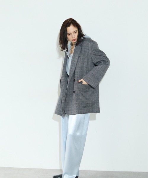 RiC(リック)の「OVERSIZED SHOULDER DOUBLE JACKET(テーラードジャケット・レディース・チェック/ワイン/ネイビー・FREE)」の7枚目の写真