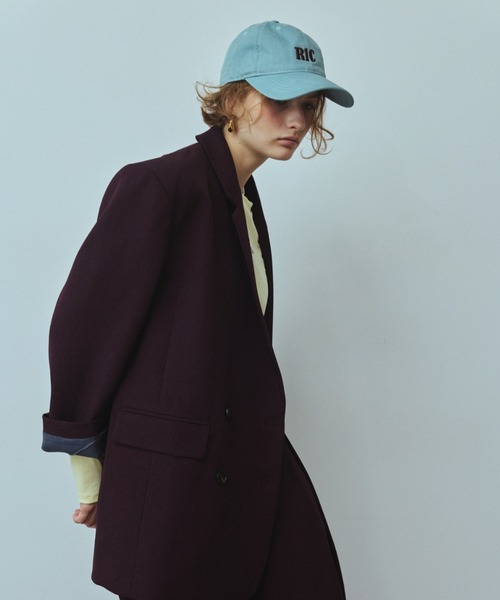 RiC(リック)の「OVERSIZED SHOULDER DOUBLE JACKET(テーラードジャケット・レディース・チェック/ワイン/ネイビー・FREE)」の6枚目の写真