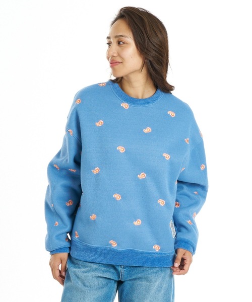 BILLABONG(ビラボン)の「BILLABONG ウィメンズ SHAGGY BONDING MEDIUM LOOSE CREW トレーナー 【2026年秋冬モデル】/ビラボン総柄ボンディングスウェット(スウェット・レディース・アイボリー/オフホワイト/ブルー系その他・MEDIUM)」の3枚目の写真