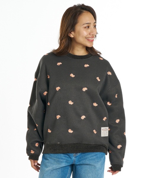 BILLABONG(ビラボン)の「BILLABONG ウィメンズ SHAGGY BONDING MEDIUM LOOSE CREW トレーナー 【2026年秋冬モデル】/ビラボン総柄ボンディングスウェット(スウェット・レディース・アイボリー/オフホワイト/ブルー系その他・MEDIUM)」の1枚目の写真