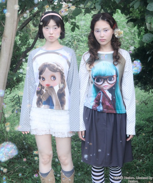 Unblend(アンブレンド)の「【Unblend】Blythe別注 アソート フェイスプリント ラグランロンT(Tシャツ/カットソー・レディース・杢グレー/スミクロ/ホワイト系・FREE)」の3枚目の写真