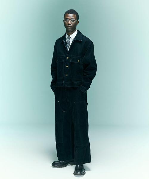 BEAVER(ビーバー)の「B omnivore/ビーオムニボー FLOCKY DENIM W KNEE PANTS フロッキーデニムダブルニーパンツ(デニムパンツ・メンズ・ブラウン/ブラック・L/M)」の6枚目の写真