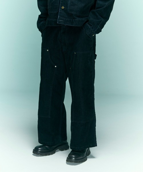 BEAVER（ビーバー）の「B omnivore/ビーオムニボー　FLOCKY DENIM W KNEE PANTS フロッキーデニムダブルニーパンツ（デニムパンツ・メンズ・ブラウン/ブラック・L/M）」の3枚目の写真