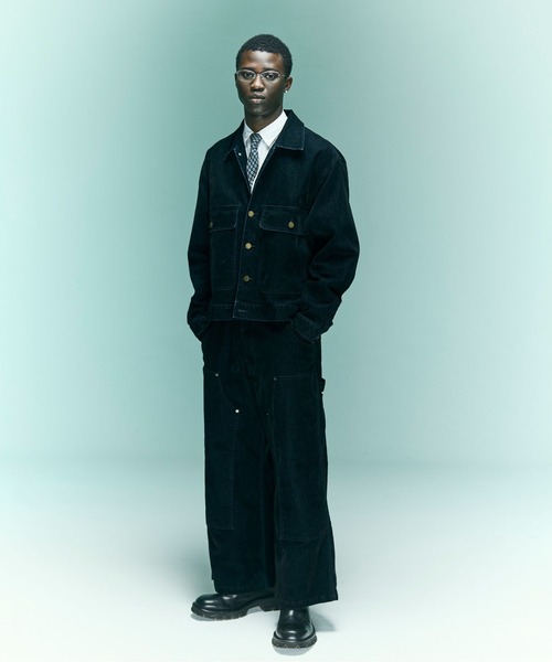 BEAVER（ビーバー）の「B omnivore/ビーオムニボー　FLOCKY DENIM W KNEE PANTS フロッキーデニムダブルニーパンツ（デニムパンツ・メンズ・ブラウン/ブラック・L/M）」の5枚目の写真