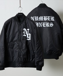 NUMBER (N)INE（ナンバーナイン）の「NYLON INSULATION STADIUM JACKET / ナイロン ロゴプリント 裏キルティング 中綿 スタジャン（スタジャン）」