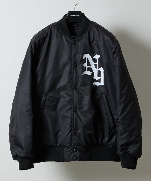 NUMBER (N)INE(ナンバーナイン)の「NYLON INSULATION STADIUM JACKET / ナイロン ロゴプリント 裏キルティング 中綿 スタジャン(スタジャン・メンズ・ブラック系2/ブラック系1/ブラック系3・2/3/4)」の12枚目の写真