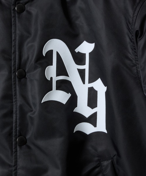 NUMBER (N)INE(ナンバーナイン)の「NYLON INSULATION STADIUM JACKET / ナイロン ロゴプリント 裏キルティング 中綿 スタジャン(スタジャン・メンズ・ブラック系2/ブラック系1/ブラック系3・2/3/4)」の14枚目の写真